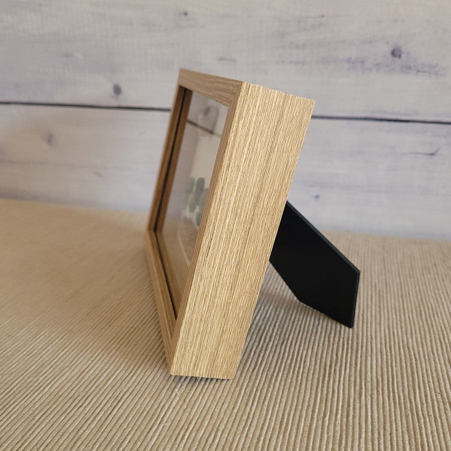 Marco profundidad color marrón claro. 13x 18cm. Detalle lateral.